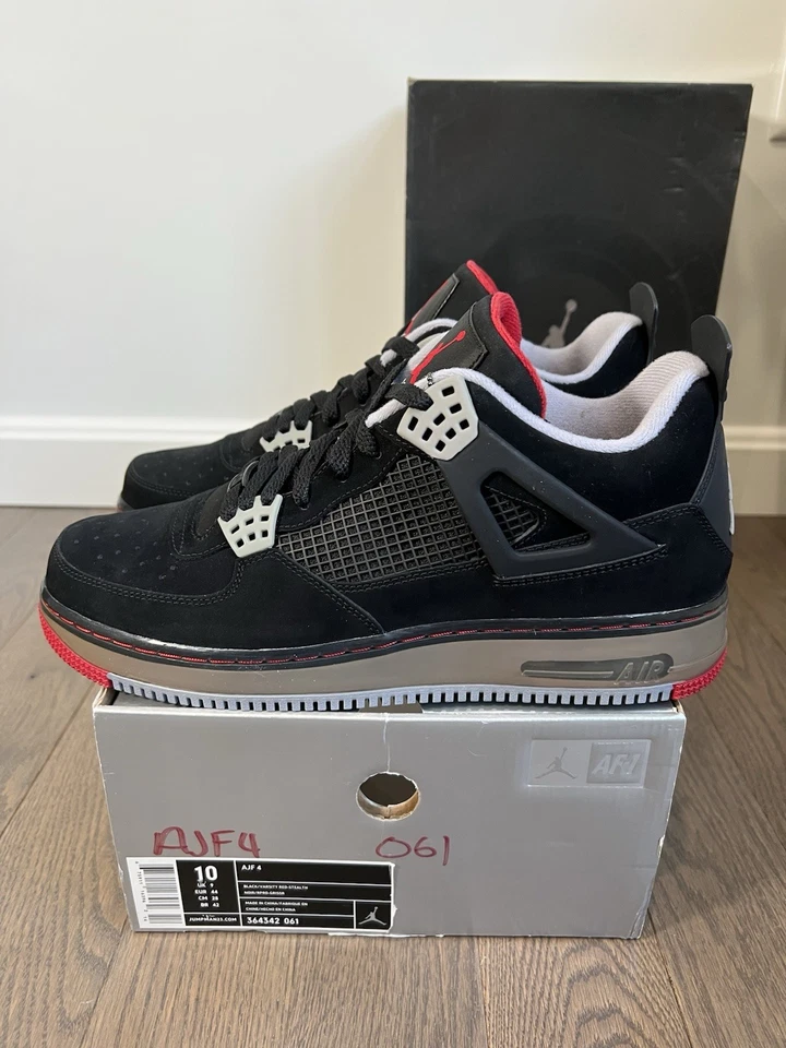 NIKE AIR JORDAN AJF 4 FUSION RETRO "BRED" (2009) SIZE 10 - Image 4 of 4