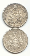 Canada 1963 1965 Argent 50 Cents Canadien Half Dollar 50c Ag Exact Set - 2 Pièces