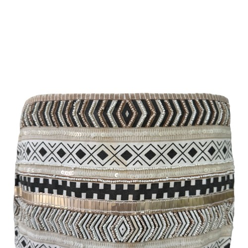 ZARA TRAFALUC Womens S Sequined Beaded Mini Skirt Aztec Cotton Canvas BEIGE - Picture 11 of 19