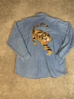 VTG Blake & Hollister Shirt Mens XL Blue Tiger Long Sleeve Button Up Denim