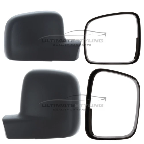 VW Transporter T5 Wing Door Mirror Frame & Cover Cap Case Black Pair Left Right