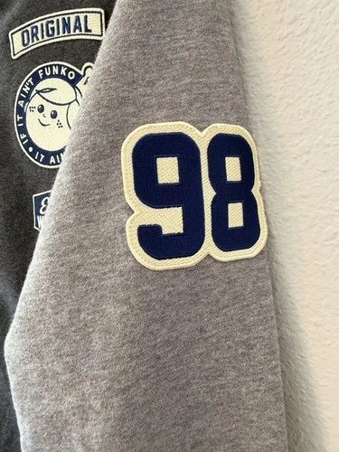 Freddy Funko Mens Letterman Jacket XS HQ Headquarters Gray Varsity Snap Coat image 2