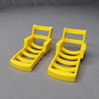 Vintage Fisher Price Little People Yellow Plastic Patio Lounge Chairs Furniture