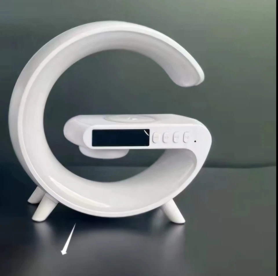 Smart G Lamp Bluetooth Speaker Wireless Charger RGB Alarm Clock Night Light - Image 2 of 4
