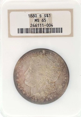 1880-S MORGAN DOLLAR NGC MS65 Beautiful Toning and Luster! Flashy!!