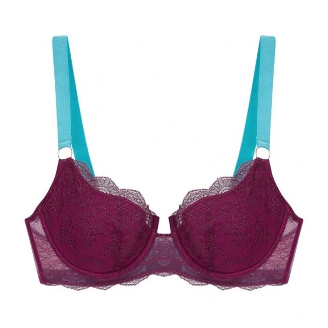 Dora Larsen Orla Lace underwire Bra NWT RRP £65 Purple Blue Size 36C Designer
