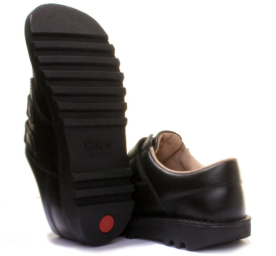 Kickers Junior Low 2 Touch Twin Vel Leather School Shoes In Black Size US 1 - 14 - Image 4 of 4