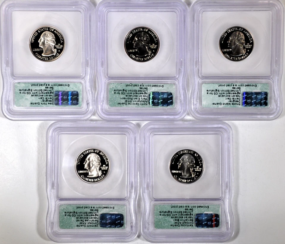 (5-Piece Set)2001-S 25C Signature State Quarters Set ICG PR #01432o10,000 K14573 - Image 2 of 2