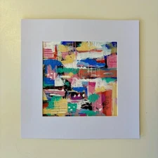 Original Abstract acrylic Painting 12 x 12 Contemporary wall Art  matted OOAK