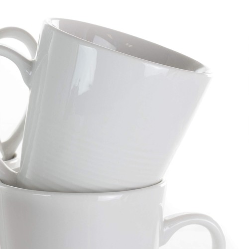 Elama Amie 8 Piece 12 Ounce Porcelain Mug Set in White - Picture 2 of 4