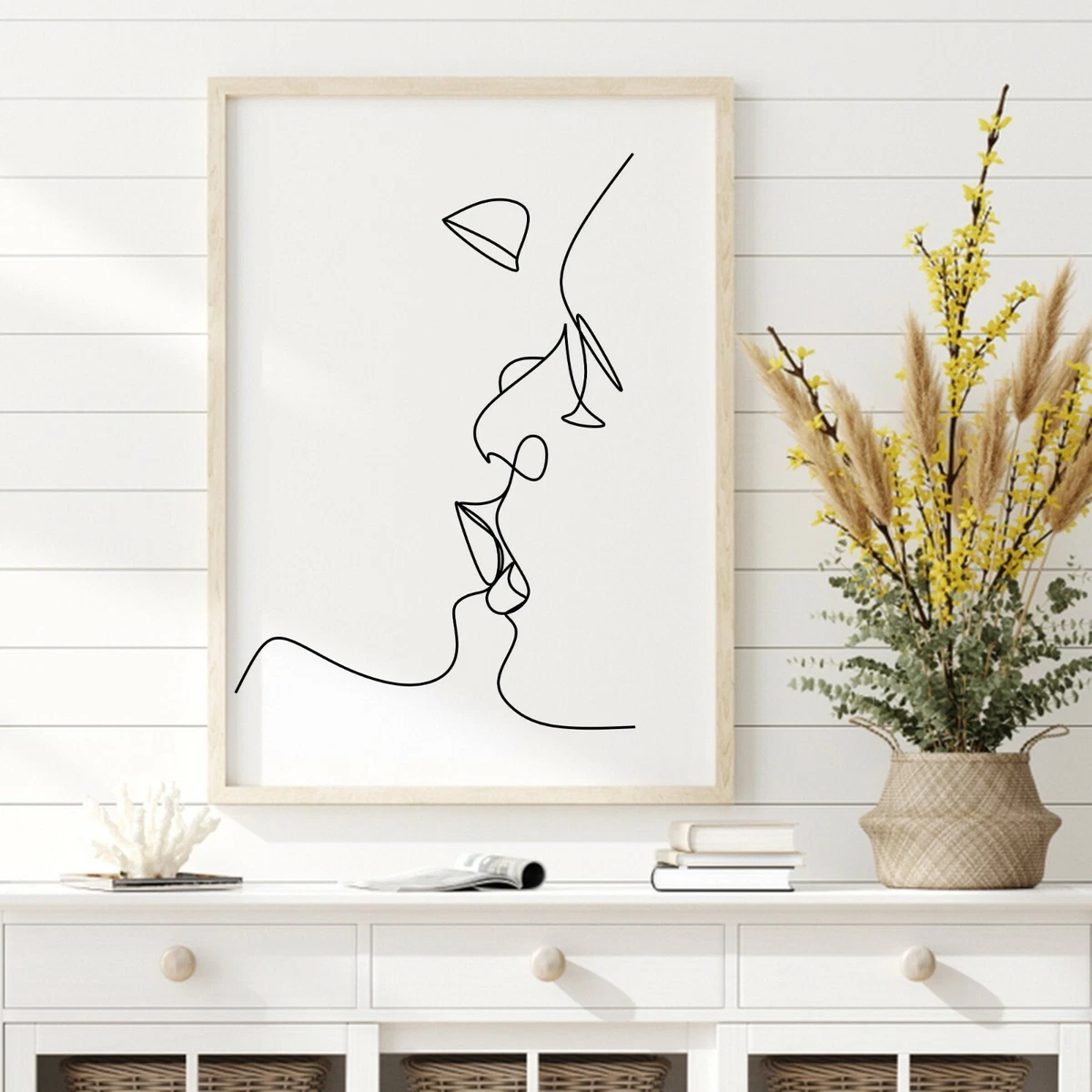 Picasso Lovers One Line Art Drawing Wall Prints. Perfect Minimalist Decor