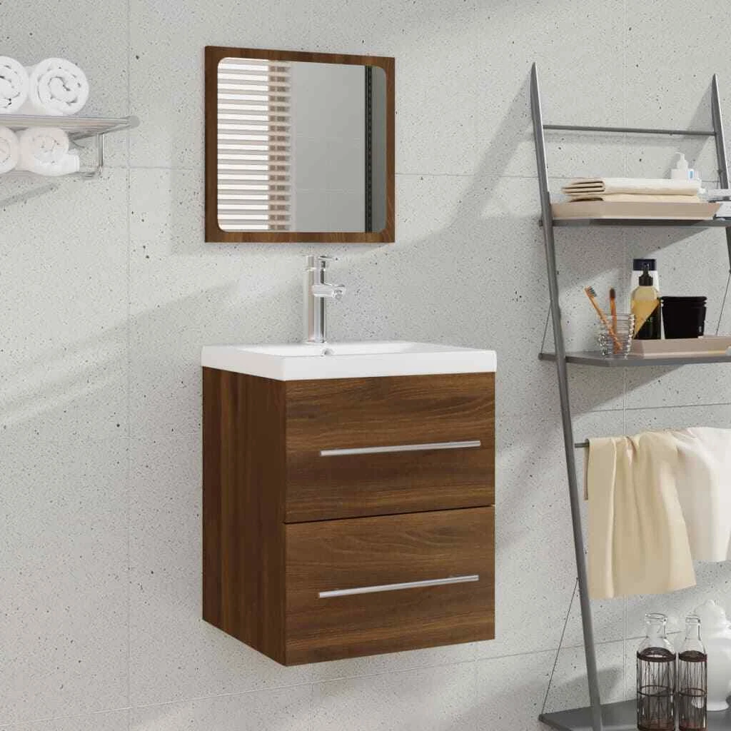 Brown medicine cabinet with mirror deals