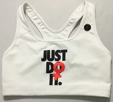 Nike Women’s Rebel Swoosh JDI Medium Support Sports Bra BV3916 White 100 Size S