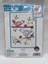 Janlynn Needlecraft Birds Printed Fabric Embroidery 997-1811 5 x 7 New Sealed