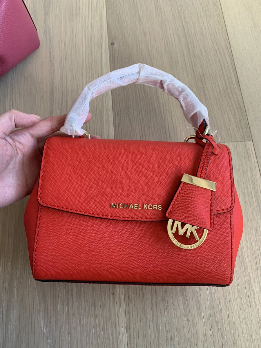 Michael Kors Ava Extra Small Saffiano Leather Crossbody (Crimson