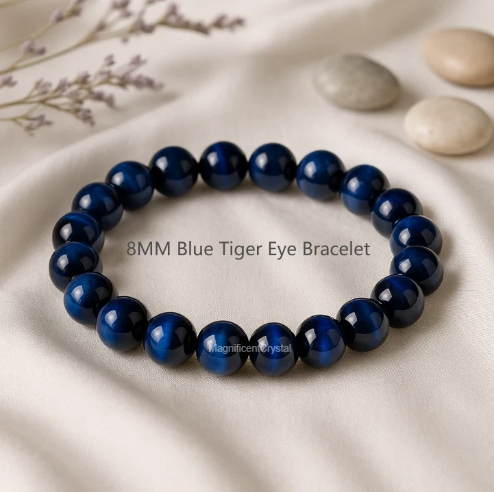 BESTSELLER 8MM Pulseira Olho de Tigre Azul Energia Cristal Pedra Cura Reiki Presentes - Imagem 2 de 4