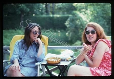 Pretty Women Talking Ashtray Cigarettes 35mm Slide 1970s Kodachrome Sunglasses