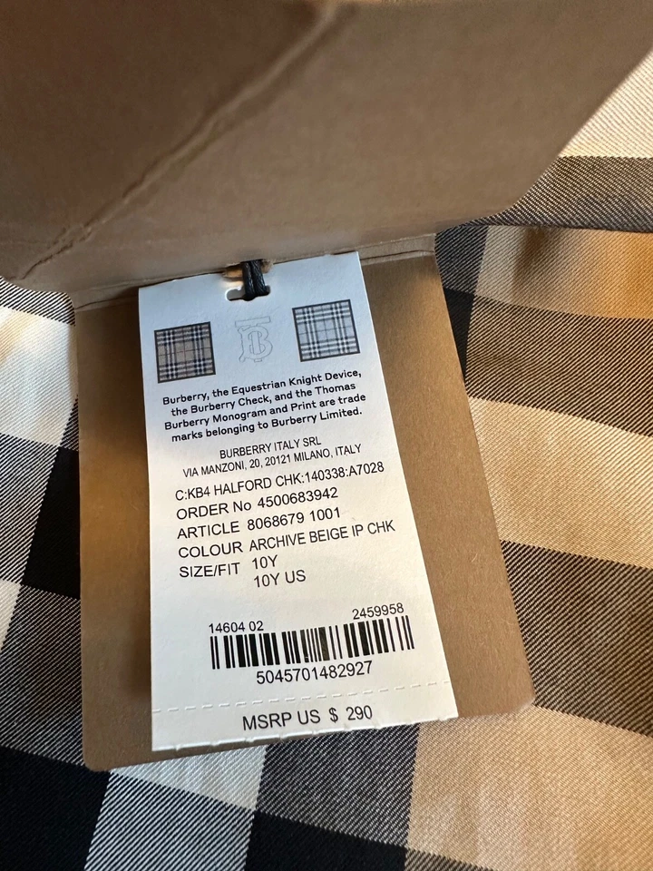 Burberry Checkered Tailored Shorts for Boys 10Y Archive Beige Button Zip - Image 3 of 4