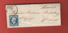 1855 LETTER OF SIGOULES DORDOGNE pearl stamp IND 12 