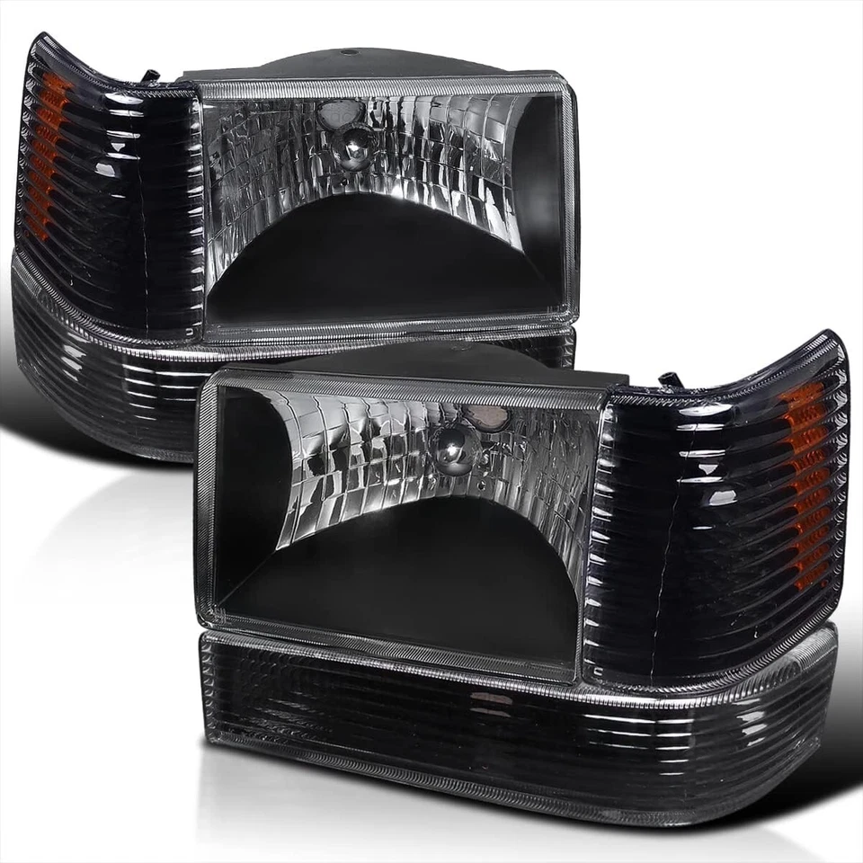 Juego de faros negros para conductor y pasajero para Jeep Grand Cherokee 1993-1998 Foto 2 de 4