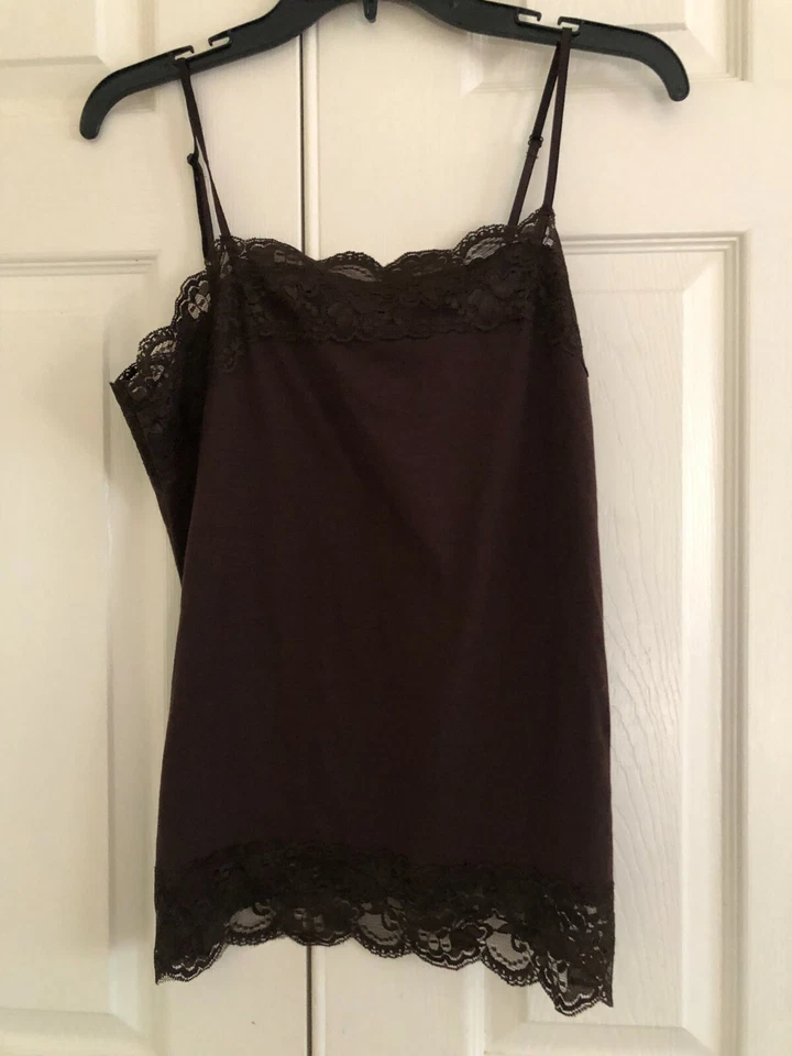 Cato Size M Brown Lace Trim Camisole Top Blouse Women
