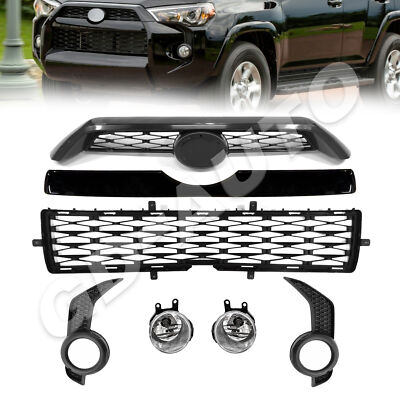 Front Bumper Grille Assembly Fog Lights Set For 2014-2019 Toyota 4Runner SR5