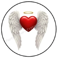 ANGEL WINGS WITH HEART IN MEMORY ENVELOPE SEALS LABELS STICKERS PARTY FAVORS