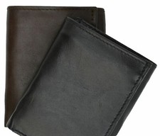 New Mens Trifold Grain Leather Wallet Billfold Credit Card Window ID License A