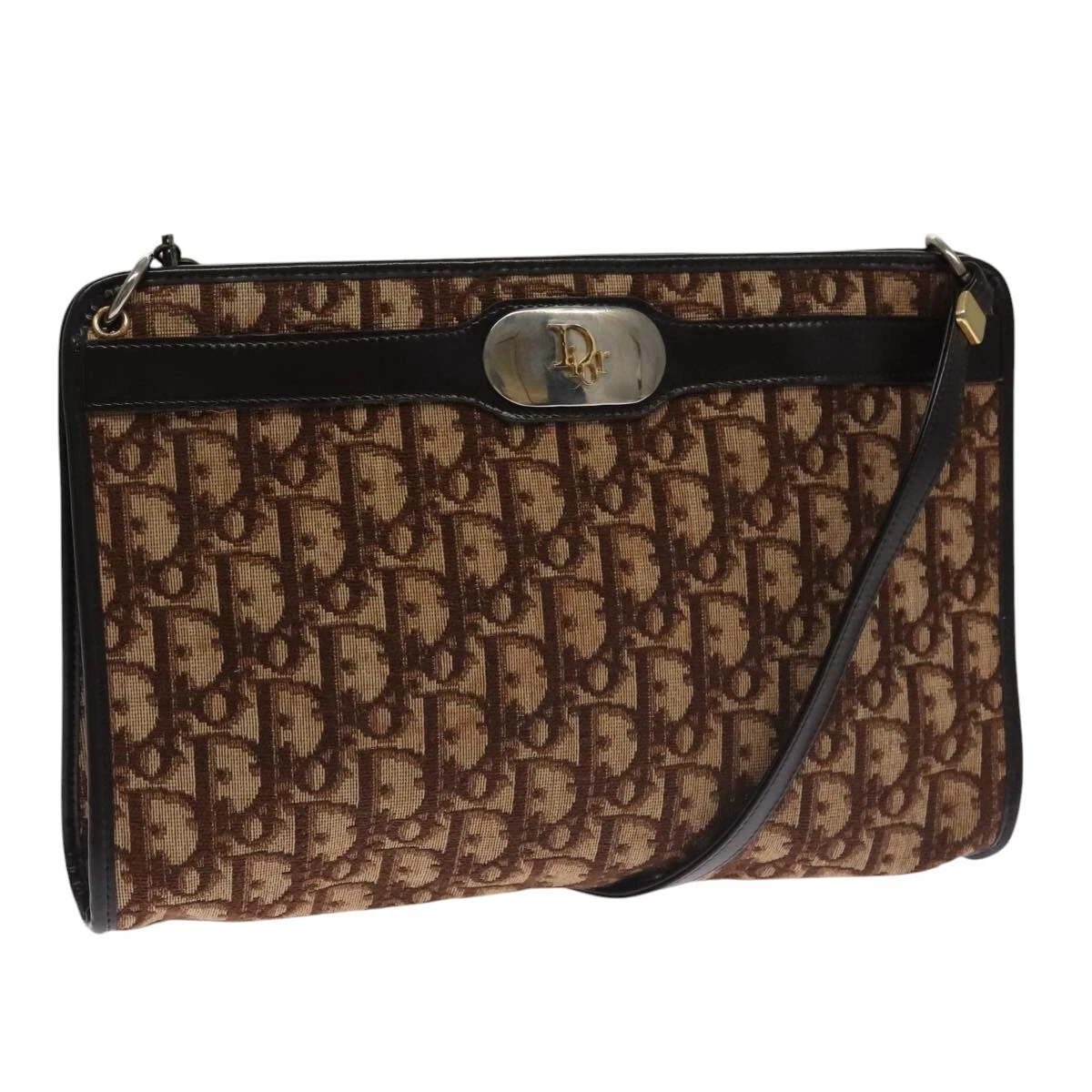 Sac bandoulière Christian Dior trotteur toile marron authentique 103836