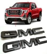 NEW Front & Rear Emblem Black kit For 2019 - 2025 GMC Sierra 1500 2500HD 3500HD
