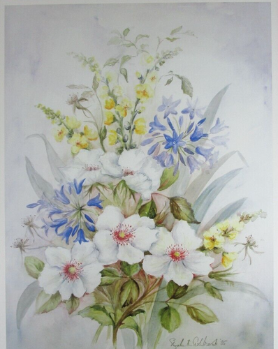 Lovely Vintage Rare Signed Elizabeth Ashbrook Ltd Ed Summer Floral Bouquet Print - 第 2/10 張圖片