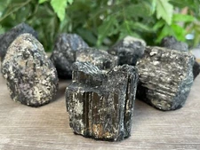Standing Raw Black Tourmaline Chunk / Rod, Free Form Natural Black Tourmaline