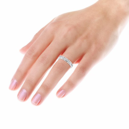1.00ct F/VS 100% Natural Round Diamond Channel Set Full Eternity Ring, Platinum - Picture 3 of 5