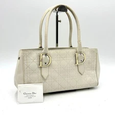 Christian Dior Cannage D Hardware Leather Tote Bag White