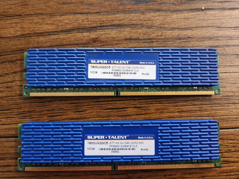 Super Talent DDR2-800 PC6400 2GB 2x1GB/64x8 Memory Kit - Image 2 of 4