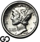 1924-D Mercury Dime Strong Bands, Choice AU++ Possible FSB Better Date