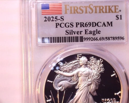 2025-S American Silver Eagle Proof PCGS PR69 DCAM Very Nice, No Spots