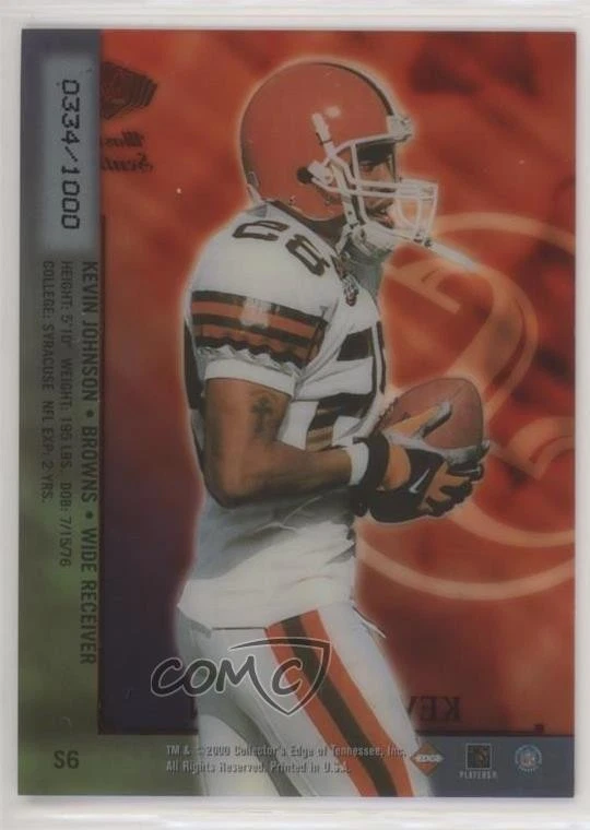 2000 Collector's Edge Masters Sentinels Gold /1000 Kevin Johnson #S6 - Image 2 of 2