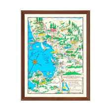 Old Map of Santa Cruz County, CA 1966 - Vintage California A