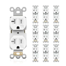 20Amp Electrical Wall Outlet, 125V Duplex Receptacle White Outlet, Standard R