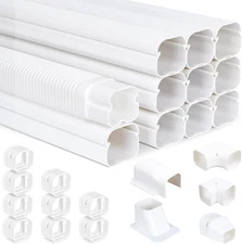 UNAOIWN Mini Split Line Set Cover Kit 3" W 16Ft Air 3W 16.1Ft L, Beige 