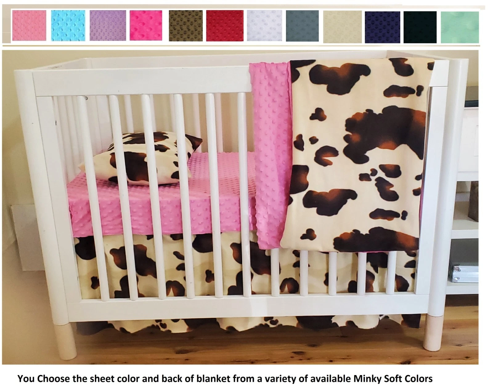 Western Crib Bedding Set Brown Cow Baby Bedding (standard OR portable crib)
Opens in a new window or