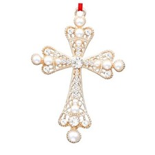 Metal Christmas Cross Christian Ornament - Holy Cross for Tree 1-white