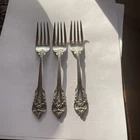 3 Pc Wallace Grande Baroque Sterling Silver 6-1/2" Salad Forks