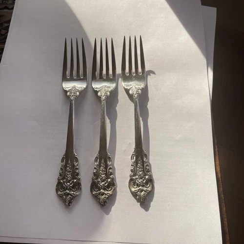 3 Pc Wallace Grande Baroque Sterling Silver 6-1/2" Salad Forks