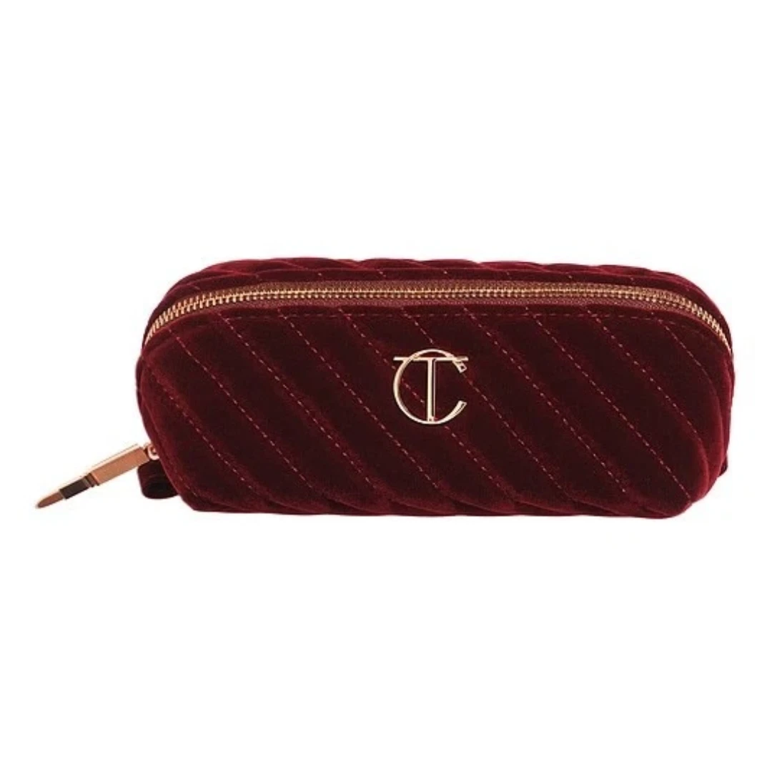 Charlotte Tilbury Cosmetic Bag, Mini Size, Organizer in Burgundy with 2