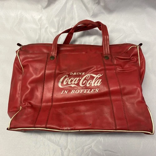 Vintage Drink Coca Cola In Plastic Bottles Vinyl Carrier Drink Bag