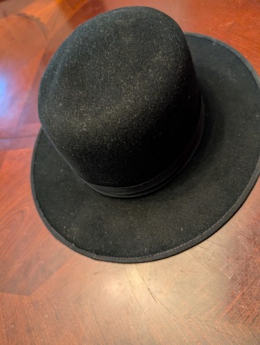 PEERLESS HAT AUTHENTIC AMISH Bowler Dress Hat 3 In Brim Size 7 1/8 DYNA FELT - Picture 4 of 10