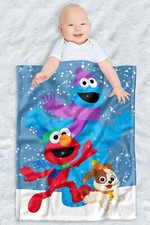 Sesame Street Blanket, 30"x40" Elmo Cookie Monster Soft Fleece, Cozy Crib Throw