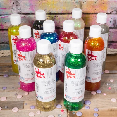 Scola Artmix 300ml Ready Mixed Glitter Paint Art Craft Kids Sparkle Child Safe